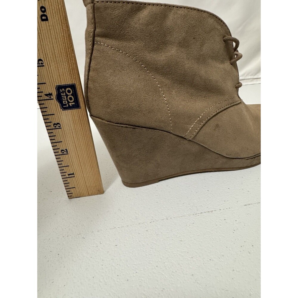 Dolce Vita DV Brown Suede Wedge Ankle Boots Lace Up Side Zip Women 7.5 - Picture 13 of 13
